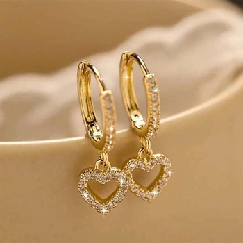 Женские серьги No brand 2447 золотистые в форме сердца