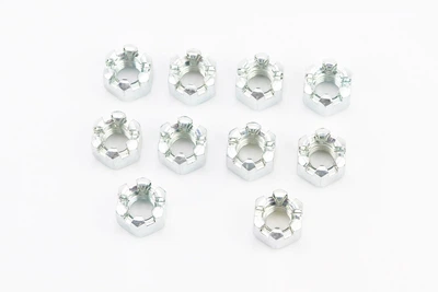 Гайка корончатая M8x1,25 DIN 935, цинк белый, к-кт 10 шт, Україна