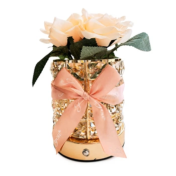 Настольная лампа LED ночник Lesko Rose Crystal YW-MGYZSJP Champagne в виде букета роз