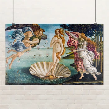 Постер Народження Венери, Сандро Боттічеллі, Sandro Botticelli, Birth of Venus, інтер'єрний декор, A3 26×42 см (id3422)