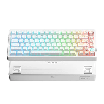 Беспроводная механическая клавиатура MCHOSE G75 V2 Solid white, Ice Blue Switch, RGB, Bluetooth/2.4G/USB-C, 75%, PBT, 10000 мАч