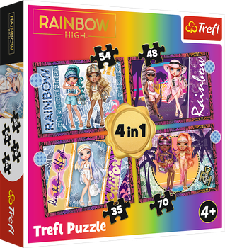 Zestaw puzzle Trefl 4 w 1 Modne laleczki Rainbow High 35-48-54-70 elementów (5900511346145)