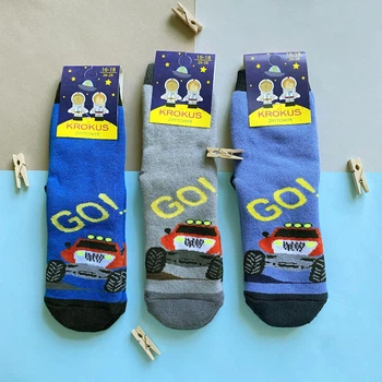 Шкарпетки дитячі, махрові. Машина Go. Розмір 16-18 (розмір взуття 26-28). Колір: Кольоровий мікс.