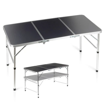 Стіл туристичний Vilde 489407 розкладний 2в1 120 x 60 x 34,5/65 см Графітовий (5900670121713)