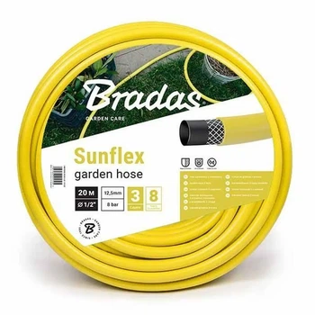 Шланг поливальний SUNFLEX 3/4" армований, 20 м, 3-шаровий, жовтий, Bradas