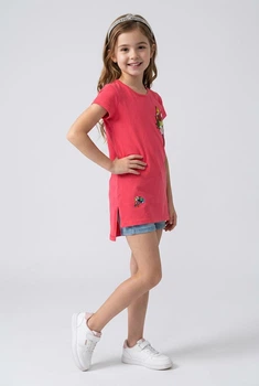 Платье летнее трикотажное, для девочки SmileTime Summer, коралл рост 122 (LL6-07-2)