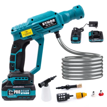 Акумуляторна безщіткова мийка Rynor RW30 PRO (21V 5Ah 40 бар) Ручна АКБ автомийка Райнор з дисплеєм