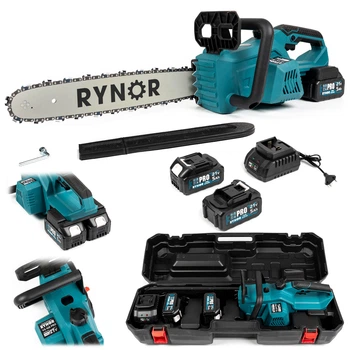 Аккумуляторная бесщеточная пила Rynor VS 428 PRO (21V, 5Ah) Цепная пила с шиной 40см + 2 АКБ для распила древесины