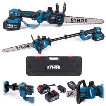 Пила телескопическая аккумуляторная Rynor VS200 PRO (21V, 4Ah) Высоторез бесщеточный с шиной 30см + 2 АКБ для обрезки веток