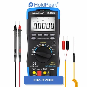 Мультиметр HoldPeak HP-770D професійний цифровий (TrueRMS 40000 відліків 1000В 20А AC/DC 40МОм 100мФ 1000°C 10МГц NCV)