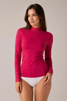 Гольф женский с кружевом Sahinler Dina S/M малиновый
