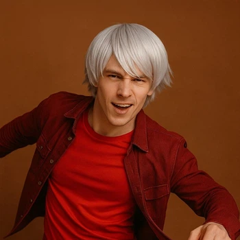 Парик для косплея короткий Sakata Gintoki искусственные волосы 25 см Седой