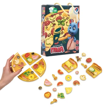 Игра настольная Vladi Toys "Магнитная кулинарная игра. Пицца" VT3004-02 6 основ 41 магнитный элемент 18.5 см × 5 см × 22.5 см