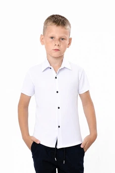 Дитяча сорочка для хлопчика з коротким рукавом NoBrand 116 Білий (p-20696-248383)