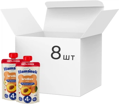 Упаковка Пюре Hamanek из яблок и персиков 100 г х 8 шт (8594220220901)