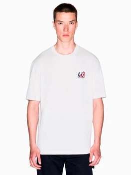 Футболка хлопковая длинная мужская Armani Exchange 143704369 2XL Молочная (1160551339)