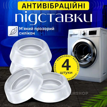 Антивібраційні силіконові підставки для пральної машини MULTIFUNCTIONAL SHOCKPROOF HOLDER PADS (прозорі)
