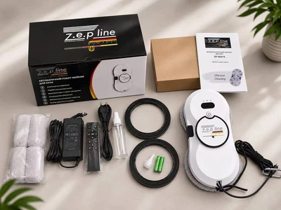Робот для мойки окон Zepline ZP-00375 с автоматическим распылением воды, пультом ДУ, резервным аккумулятором, 90 Вт