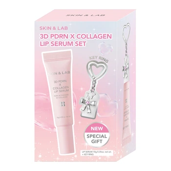 Колагенова сироватка для губ з полінуклеотидами + брелок SKIN&LAB 3D PDRN × Collagen Lip Serum Set, 10 г