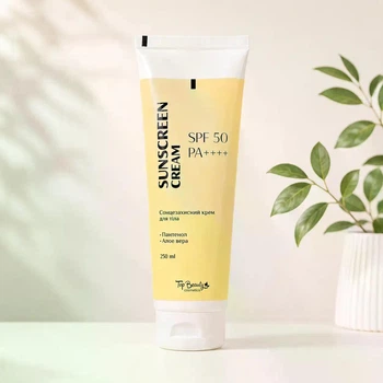 Крем Top Beauty для тіла сонцезахисний SPF 50 з алое вера та пантенолом 250мл