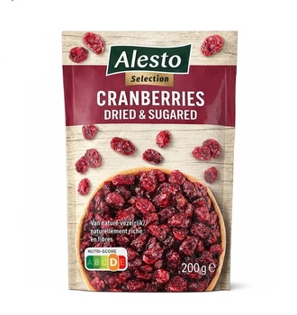 Журавлина вялена Підсолоджена Alesto Selection Cranberries Dried&Sugared Алесто цукати селекційні Пакет 200г