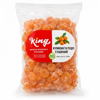 Кумкват цитрусовий сушений в Пудрі натуральний Цукати Nafoods King Фрукти тропічні з Вьєтнаму Нафудс фортунелла Пакет 1000г