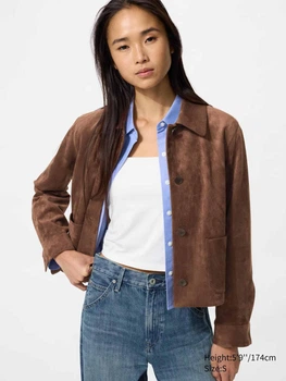 Куртка демісезонна коротка жіноча Uniqlo 241884252 M Коричнева (1160344947)
