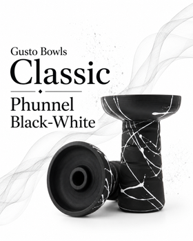 Чаша Gusto Bowls Classic Phunnel Black-White для кальяну з глини 11 см чорно-біла фанел