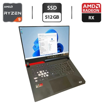 Игровой ноутбук Б-класс Asus ROG Strix G15 G513Q / 15.6" (1920x1080) IPS / AMD Ryzen 9 5900HX (8 (16) ядер по 3.3 - 4.6 GHz) / 32 GB DDR4 / 512 GB SSD / AMD Radeon RX 6800M, 12 GB GDDR6, 192-bit б/у