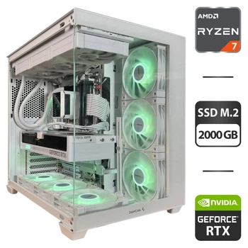 Игровой ПК DeepCool CG530 WH Tower / AMD Ryzen 7 9700X (8 (16) ядер по 3.8 - 5.5 GHz) / 32 GB DDR5 / 2000 GB SSD M.2 / nVidia GeForce RTX 5070, 12 GB GDDR7, 192-bit / 750W б/у