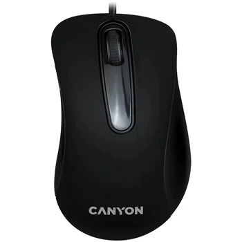 Компьютерная мышь Canyon оптическая 1200 dpi 3 кнопки USB Черная с прорезиненным покрытием 1.5 м (CNE-CMS2)