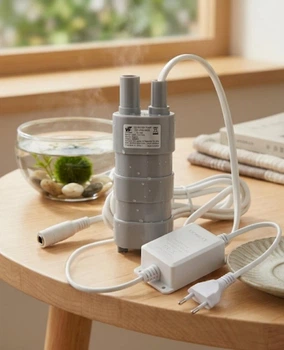Погружающий водяной мини-насос (помпа) 12V с блоком питания от сети 220V