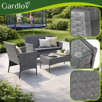 Садові меблі Gardlov 26907 95×53×29 см ротанг антрацит