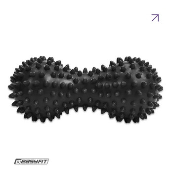 Подвійний масажний м'яч арахіс EasyFit з шипами твердий чорний (PVC) (ролик-валик для МФР та йоги, масажер для спини, ніг, рук, шиї) EF-1072-BK