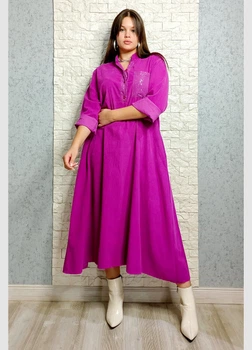 Сукня А-силуету з мікровельвету фуксія New Collection 23-851 - фуксія - L-XXL