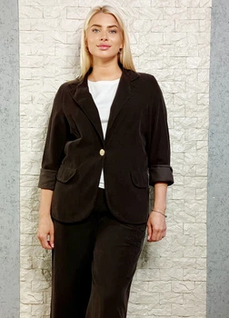 Піджак вельветовий коричневий Lux Luna 24-980 - коричневий - M-XL