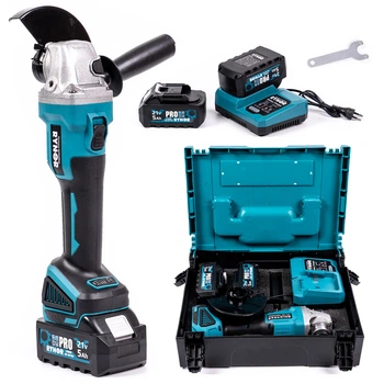 Бесщеточная аккумуляторная болгарка Rynor GR21 PRO (21V, 5Ah) УШМ Райнор 125 мм с регулировкой и 2 АКБ