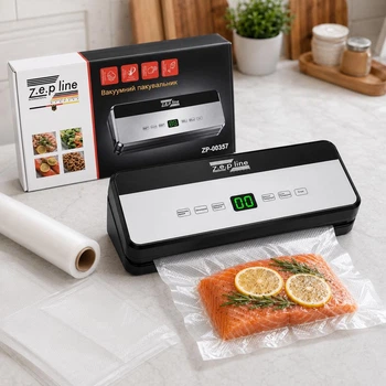 Вакууматор для продуктов Zepline ZP-00357, 200 Вт, с пакетами и рулоном (Вакуумный упаковщик)