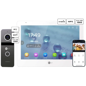 Комплект видеодомофона Neolight MEZZO Hybrid + SOLO IPW Graphite с уголком, PoE адаптер для вызовной панели