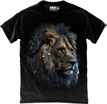 Футболка мужская TKT Import DJ Lion - Лев черная размер L (TKR-NXXJX53-L)