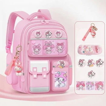 Рюкзак школьный с принтом My Melody Май Мэлоди Kuromi с аксессуарами Розовый (28818)