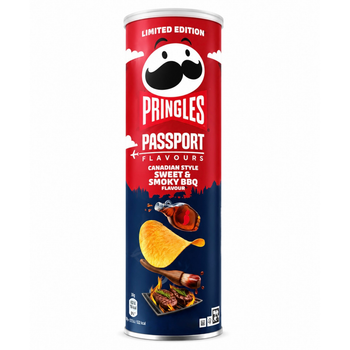 Чіпси Pringles Passport Flavours Canadian Style Sweet & Smoky BBQ зі смаком солодкого димного барбекю 165 г
