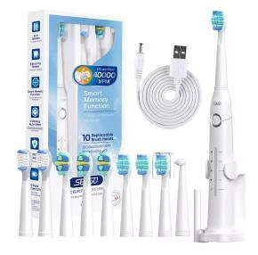 Звукова електрощітка зубна Seago SG-958 тримач+10 насадок у комплекті (White)