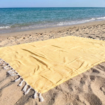 Покривало плед для пляжу Laguna Yellow килимок підстилка для пікніка відпочинку на пляжі 150*190 см