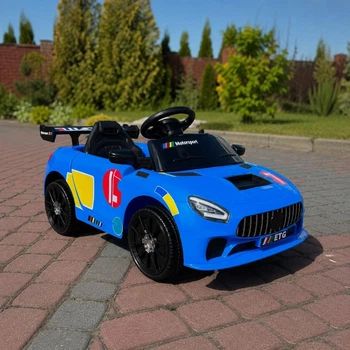 Детский спортивный электромобиль-кабриолет Cabrio 6V 5Ah со спойлером — синий (пульт ДУ, LED-фары, музыка, плавный старт)