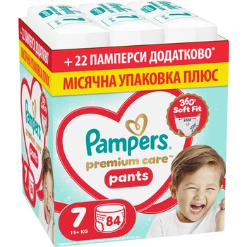 Подгузники Pampers Premium Care Pants Розмір 7 (15+ кг) 84 шт (8006530315784)