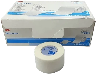 Пластырь 3М Micropore на нетканой основе 2,5 см × 9,1 м, медицинская фиксирующая лента