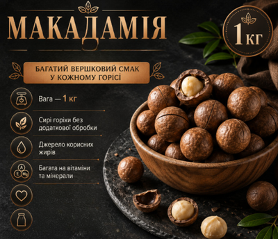 Макадамия в скорлупе 1 кг. отборный натуральный орех с нежным сливочным вкусом