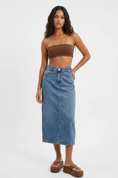 Юбка женская джинсовая однотонная синего цвета Fashion размер 44-46 (216876)