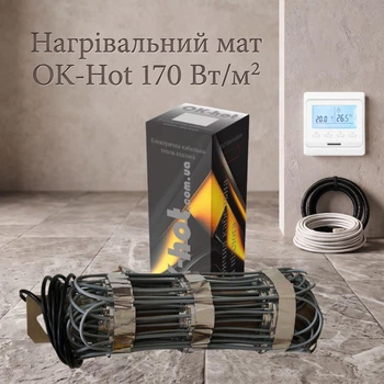 Греющий мат для теплого пола Ok-hot 170 Вт/м2+ программируемый термостат 0.85 м²(145 Вт)